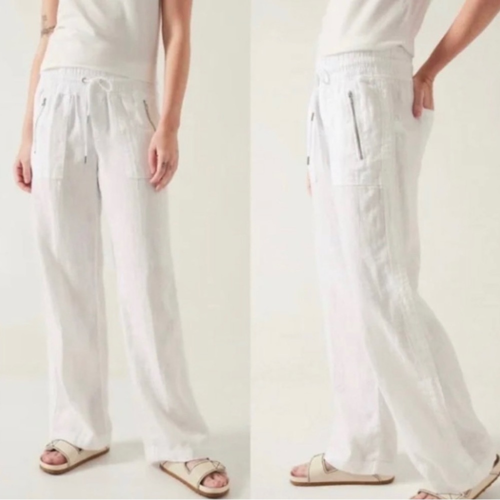 Athleta Cabo Linen Wide Leg Pants